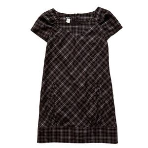 Vintage Searle Brown Plaid Wool Mini Dress